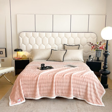 跨境新款高克重双面泡泡兔绒毛毯盖毯毯子双层盖毯双人毯子厂批发