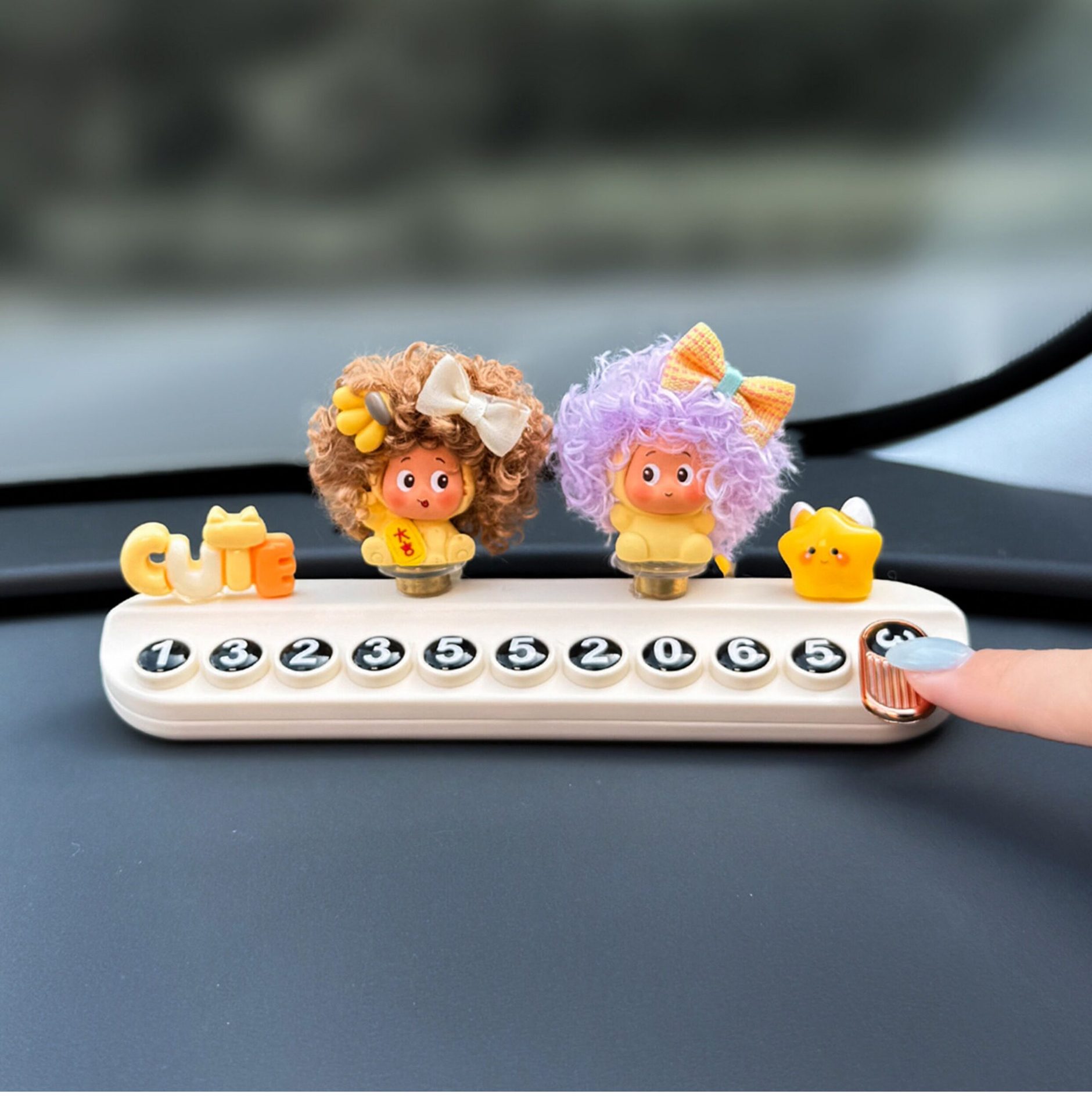 2026 New Model Bread Star Temporary Parking Number Plate for Moving Car, Phone Number Plate for Car, Cute Car-Mounted Mobile Phone Holder