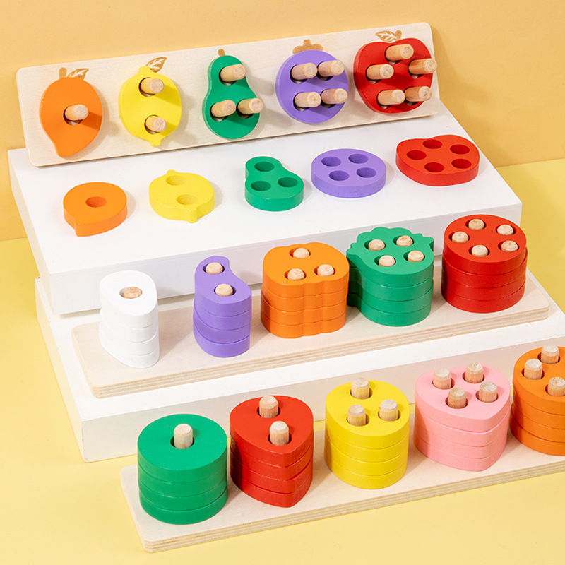 Madera para niños Montessori conjunto de frutas y verduras bloques de construcción frutas y verduras forma a juego color cognitivo educación temprana juguetes educativos
