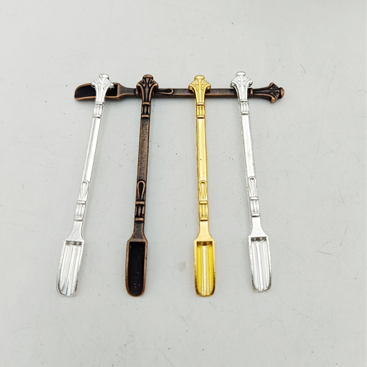 新品热卖带环金属小烟铲 勺子鼻烟壶烟钉烟膏 铲子药勺微量调试铲|ms