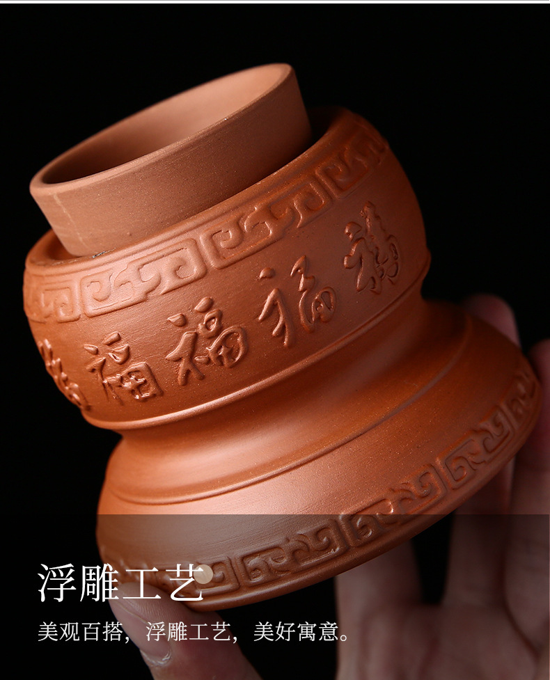 Purple Clay Moxibustion Jar Wuyin Yin Yang Cup Portable Navel Moxa Burner for Home Massage and Warming Therapy in use