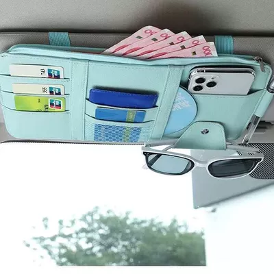 Clip Storage Bag, Car Glasses Clip/Bill Clip - blue-belt-chain