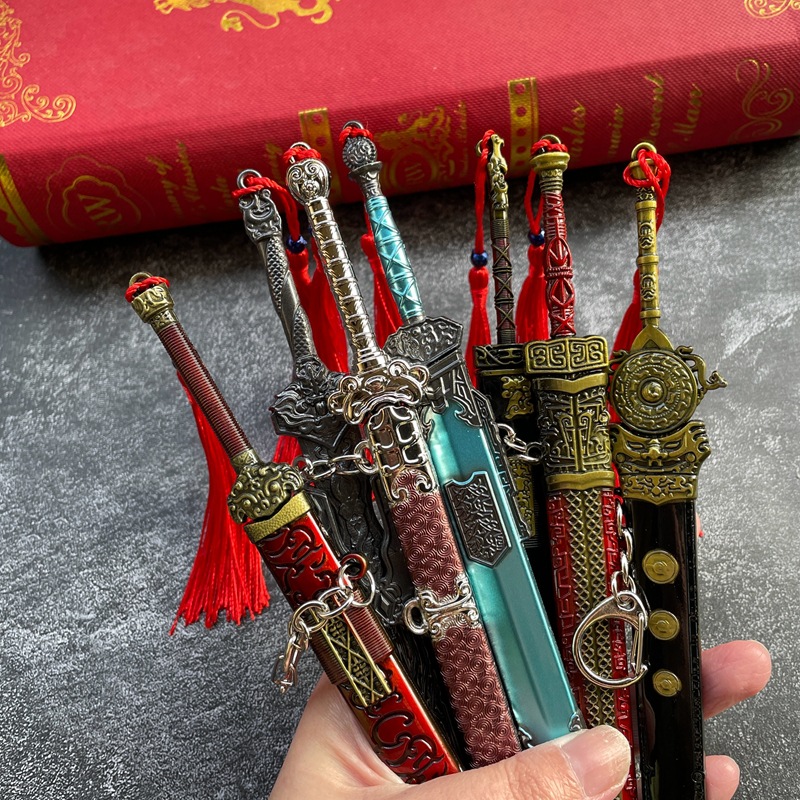 (2개) 고대 한 칼, 전국시대, 삼국지, 적비, 주우의 칼, 여의 칼, 무기 모델, 풀 메탈 공예, 장신구