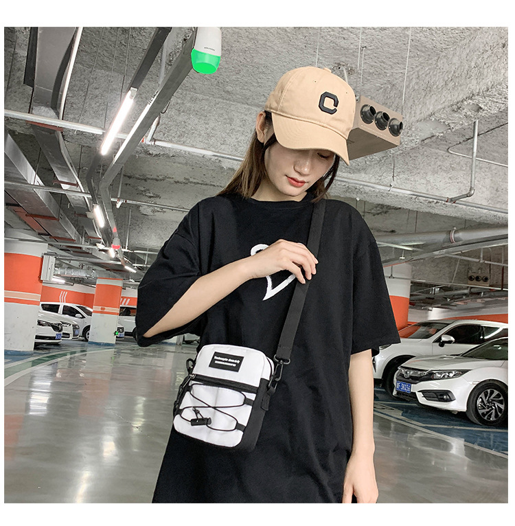 67g Weight Zipper Closure Type Single Shoulder Strap Strap Type Crossbody Bag Bags Type Nylon Material Letter Pattern Streetwear Style Square Shape Khaki, Light Grey, White, Black Color Small Size Small Nylon Letter Streetwear Square Zipper Crossbody Bag 5