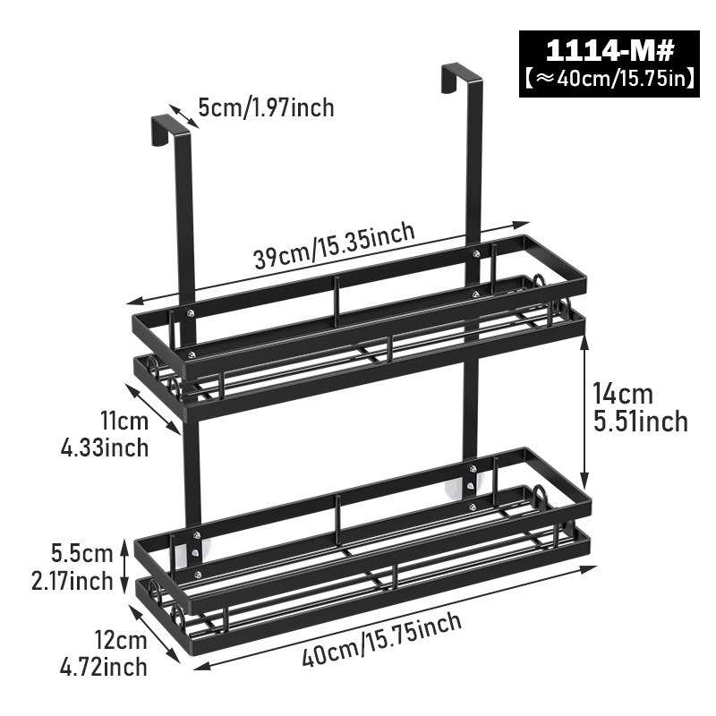 Estante de almacenamiento de baño sin perforación puerta de almacenamiento colgante de pared trasera tipo cesta colgante de doble capa percha de artículos de higiene del baño