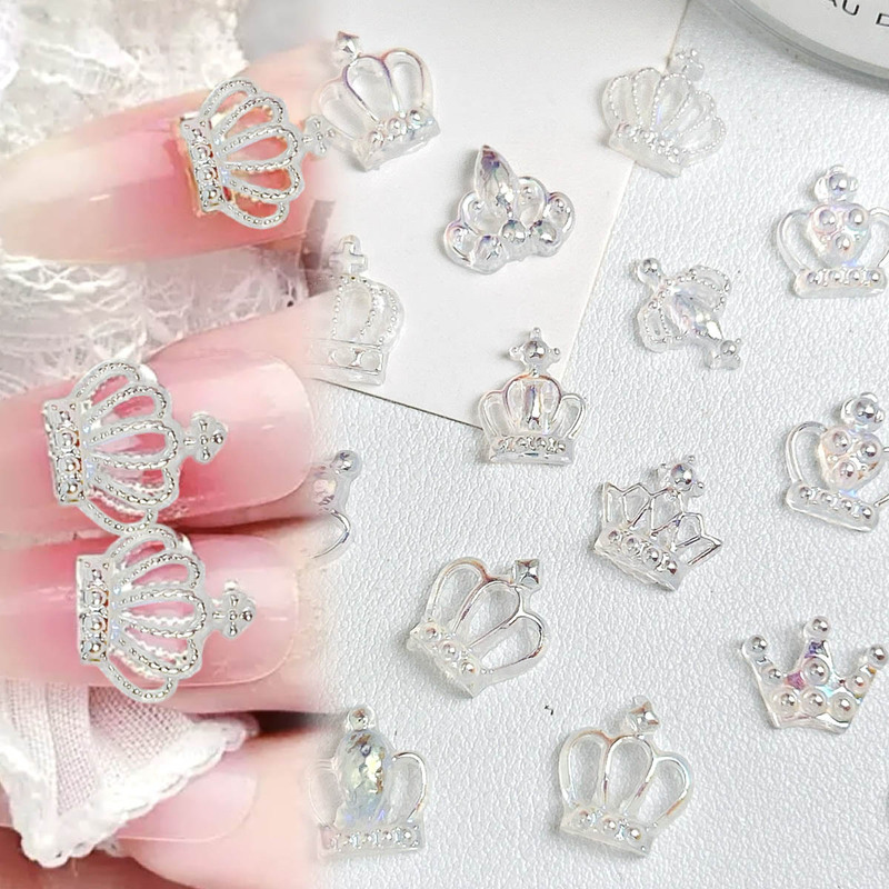 Aurora White Crown Nail Art Accessories Resin Princess Style Ice Transparent White Crown DIY Handmade Hairpin Earrings Accessories Aurora White Crown Nail Art Accessories Resin Princess Style Ice Transparent White Crown DIY Handmade Hairpin Earrings Accessories