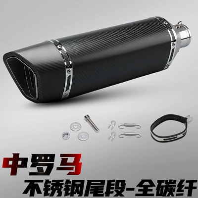 steel tail section, 51mm diameter, Motorcycle exhaust pipe - middle-rome-full-carbon-fiber
