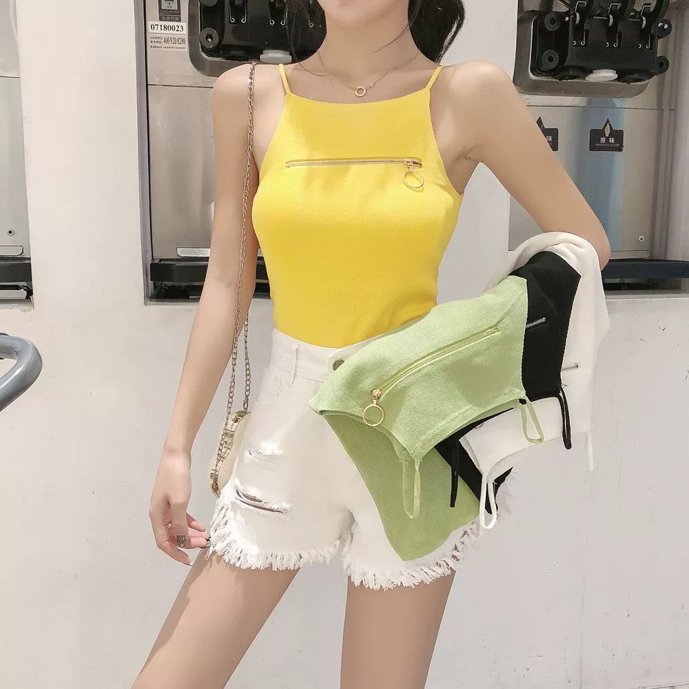 Транзитный и гонконгский вкус носить женский вязаный свитер сладкая горячая девушка камзол жилет летняя индивидуальная молния тонкая куртка внутри