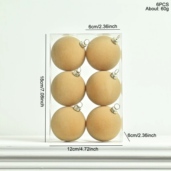6-6PCS flocking balls-khaki