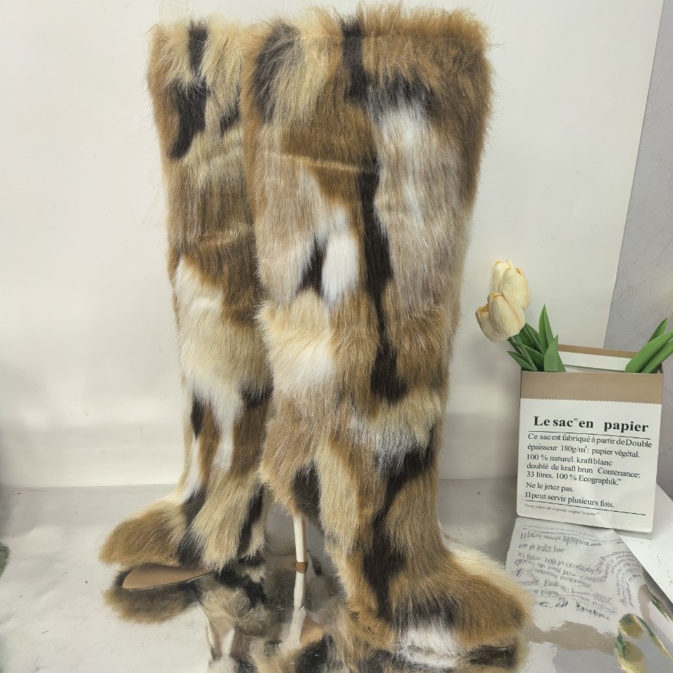 High Heel Fur Boots Fur Boots High Tube Stiletto Heel Fur Boots