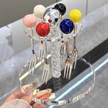 高级感轻奢陶瓷水果叉套装家用甜品叉子收纳罐儿童不锈钢水果签