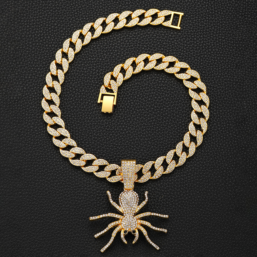 Collier pendentif araignée diamant style punk rock insecte_voghion.com