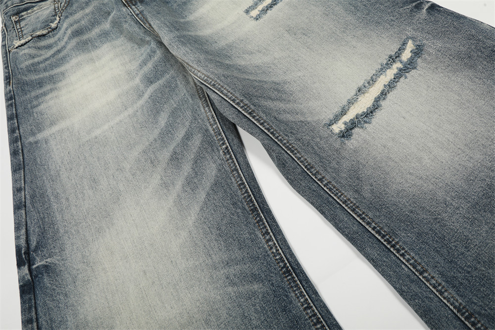 Men's Punk Retro Ripped Washed Jeans High Street Trendy Distressed Chic Wide Leg Pants mid Waist Long Softener Machine Washable_mkmklike.com