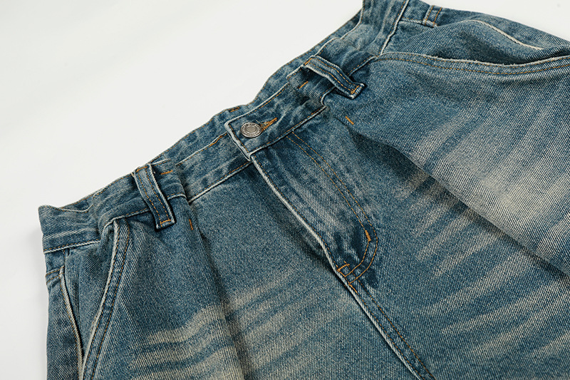 Vintage American Style High Waist Relaxed Fit Cat Whisker Distressed Jeans Comfortable Cotton Denim Pants for Men And Women_mkmklike.com