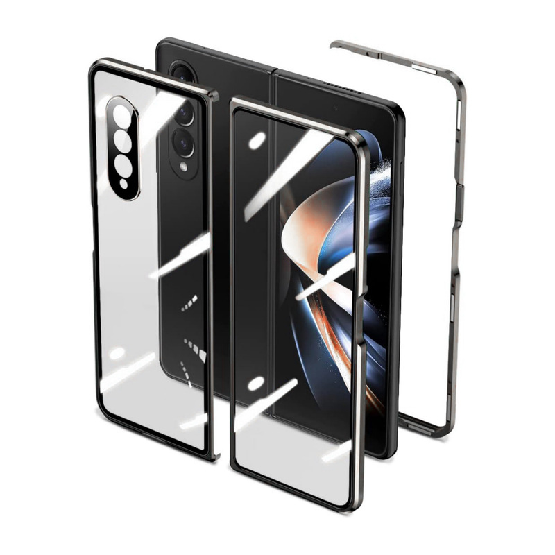 サムスンZ Fold7携帯電話ケースFold6/5マグネット式折りたたみガラスメタル磁気保護フィルムカードホルダー付きケースに適用|undefined