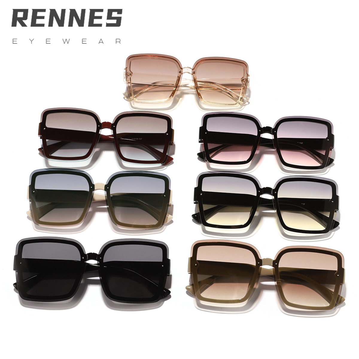 Venta al por mayor transfronteriza versión coreana de la caja para PC gafas de sol anti-ultravioleta para mujer Gafas de sol de forma cóncava de alta calidad Sunglasses
