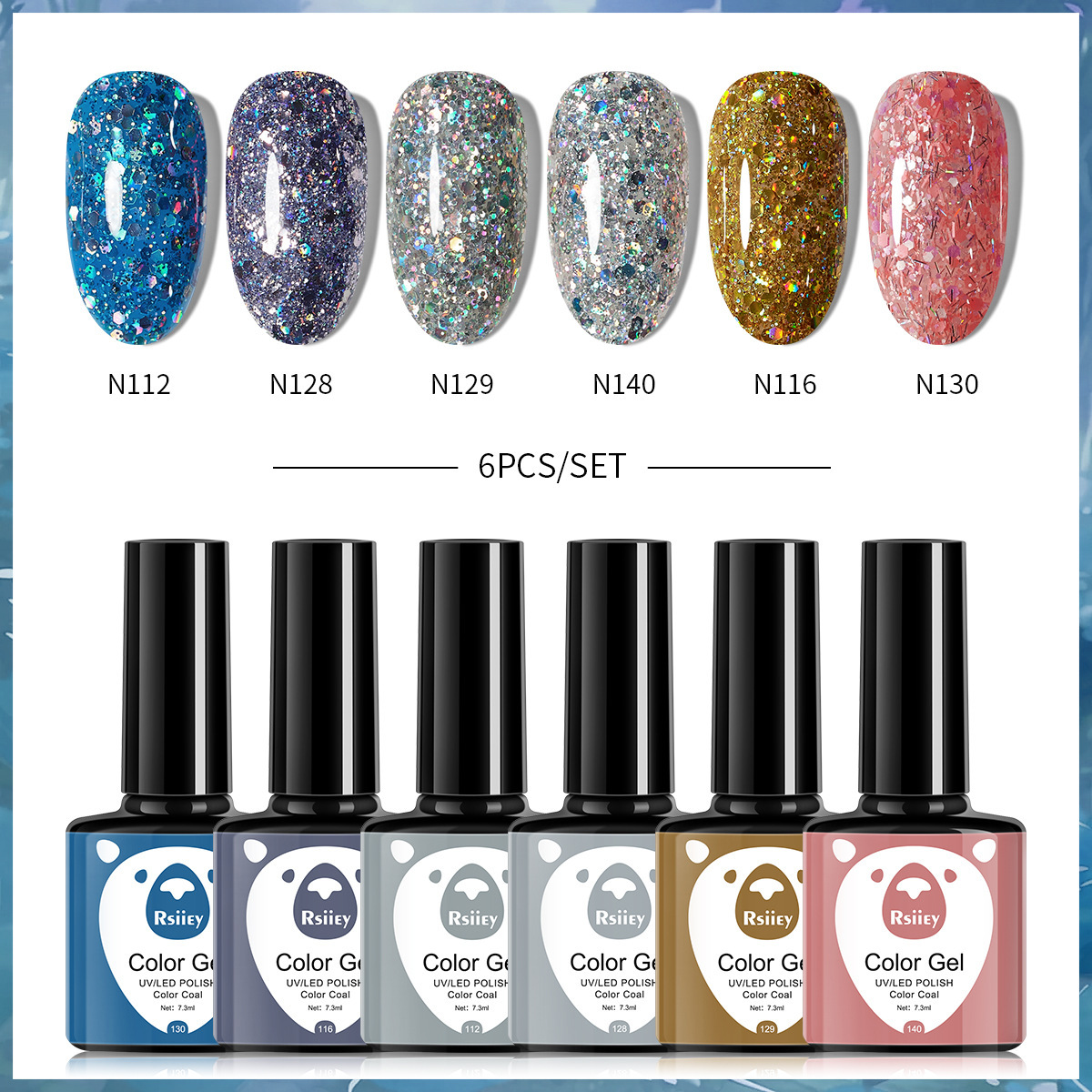 6-color nail polish glue suit popular color painted glossy cat eye UV phototherapy glue for nail salon