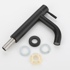 HuiCi Black Powder-Coated 304 Stainless Steel Single-Cold Basin Faucet, 304 Heightened Single-Cold Elbow Straight-Flow Faucet