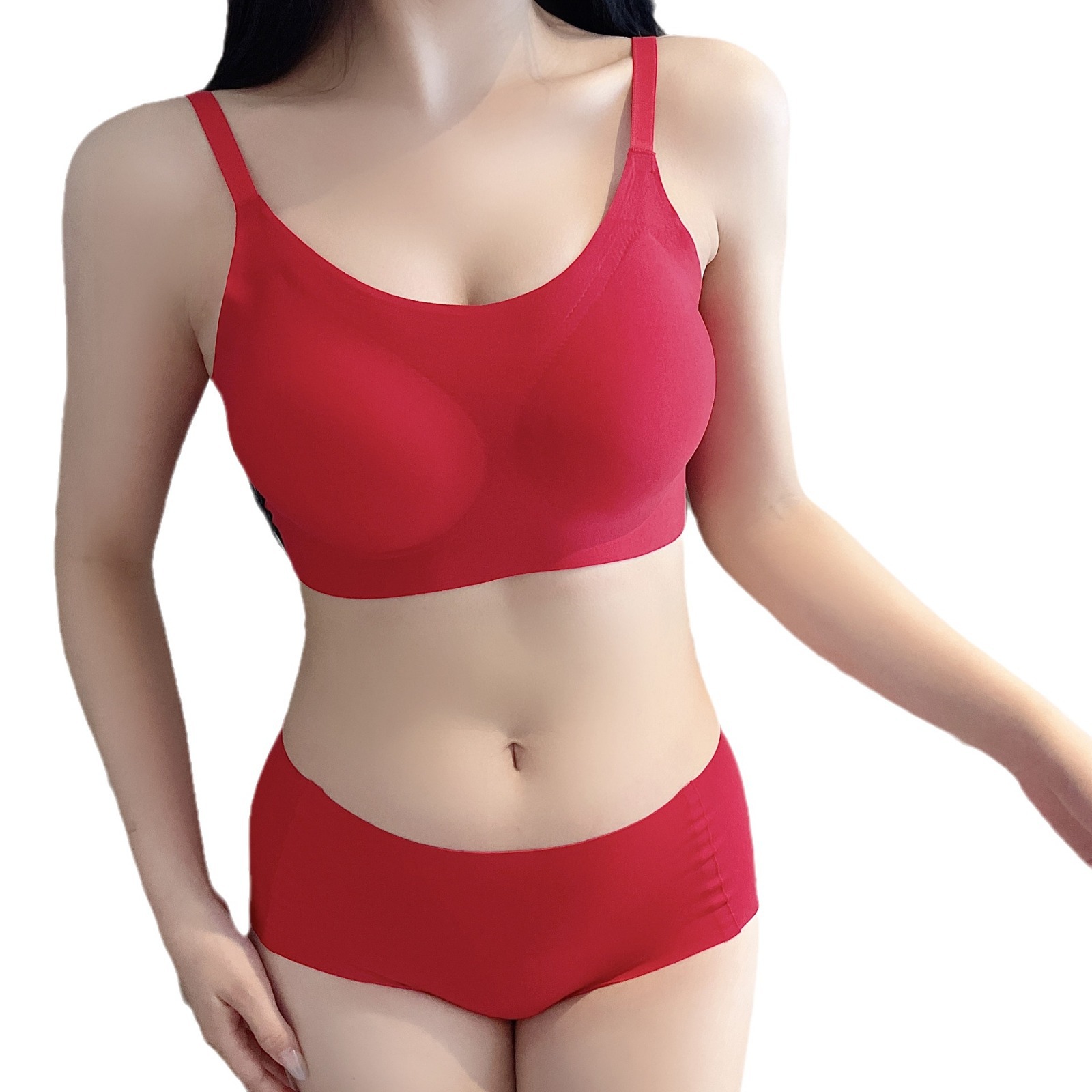 Conjunto de sujetador rojo nuevo para el año de nacimiento, buena suerte de Año Nuevo, sujetador de una pieza sin costuras, ropa interior fija y cómoda, en caja.