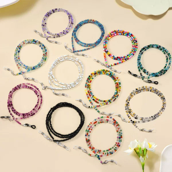 Manufacturer's Spot Popular Colorful Rice Beads Glasses Chain Mask Chain Non-Slip Lanyard Glasses Chain Hanging Chain Lanyard Dual Use