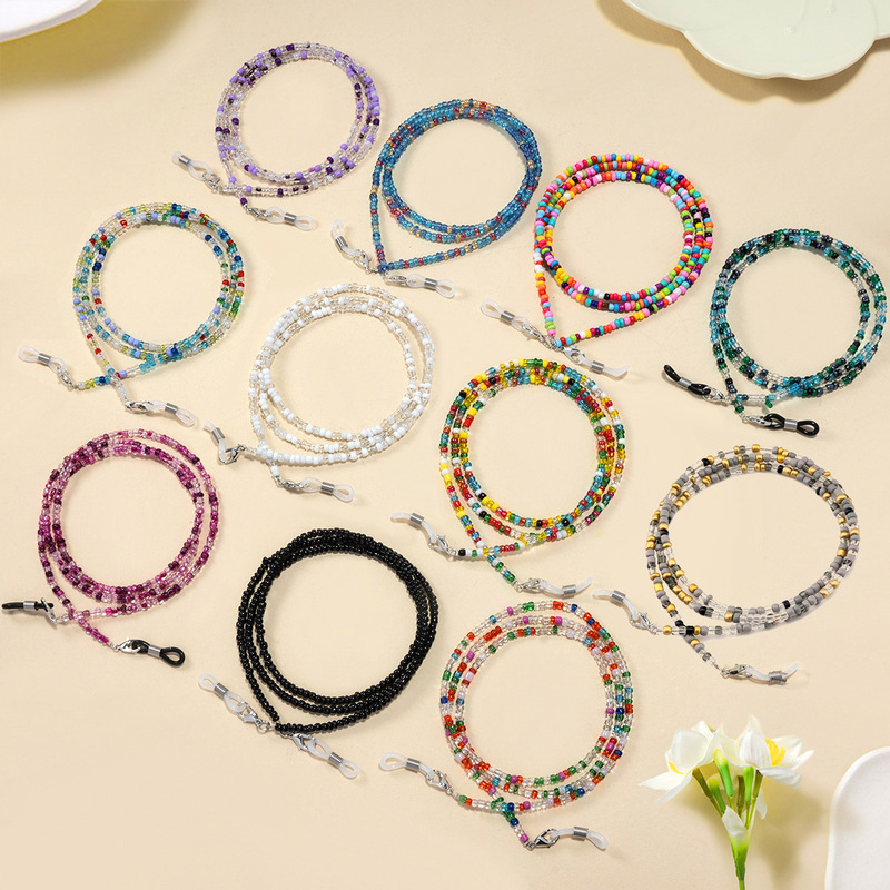 Manufacturer's Spot Popular Colorful Rice Beads Glasses Chain Mask Chain Non-Slip Lanyard Glasses Chain Hanging Chain Lanyard Dual Use Manufacturer's Spot Popular Colorful Rice Beads Glasses Chain Mask Chain Non-Slip Lanyard Glasses Chain Hanging Chain Lanyard Dual Use