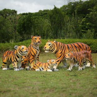 Outdoor Tiger Simulation Glass Fiber Reinforced Plastic Large Animal Landscape Sculpture Park Community Villa Courtyard Decorations