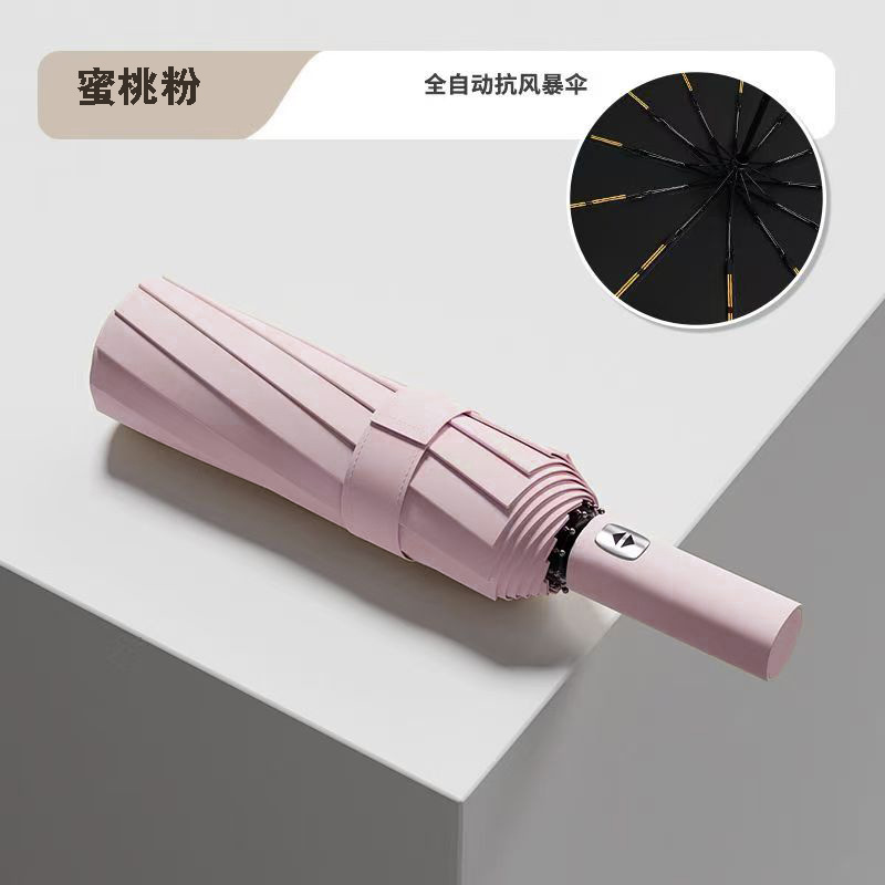 Paraguas automático de 24 huesos paraguas al por mayor gran paraguas de Sol de gran tamaño a prueba de UV pegamento negro fábrica de paraguas de sol femenino