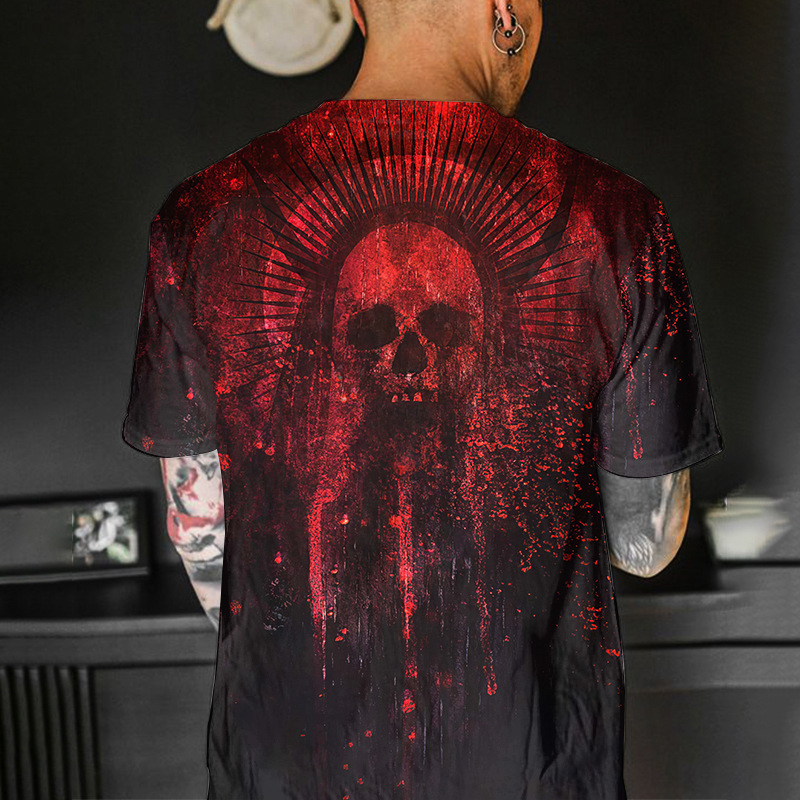 メンズ3Dデジタルゴールデン元記号パターンラウンドネックと半袖tシャツ、夏カジュアルファッションファッション|undefined