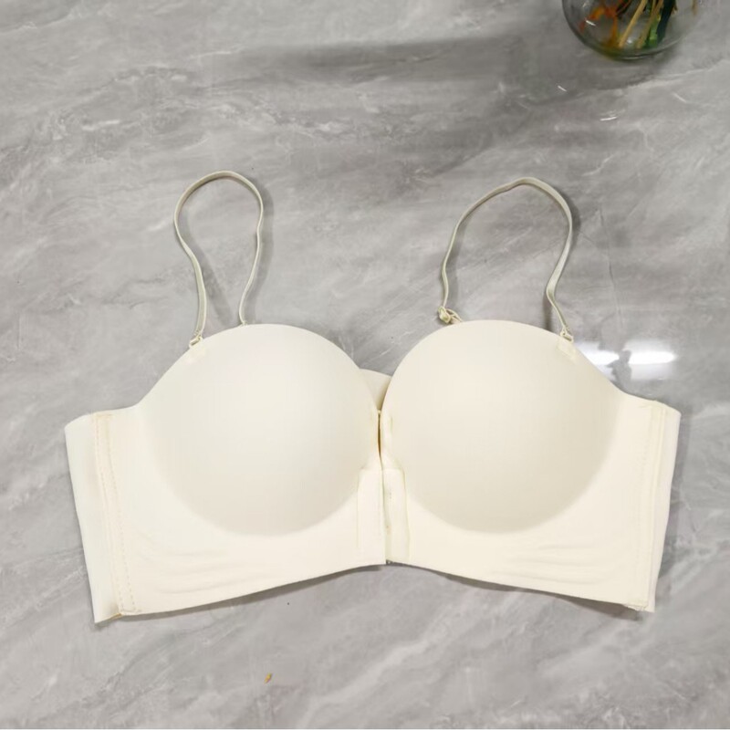 女性用の新しいフロントボタン下着、小さな胸を押し上げて大きく見せ、副胸を縮小し、たるみを防ぎ、シームレスなブラジャー、秋冬の厚みのあるスタイル|undefined