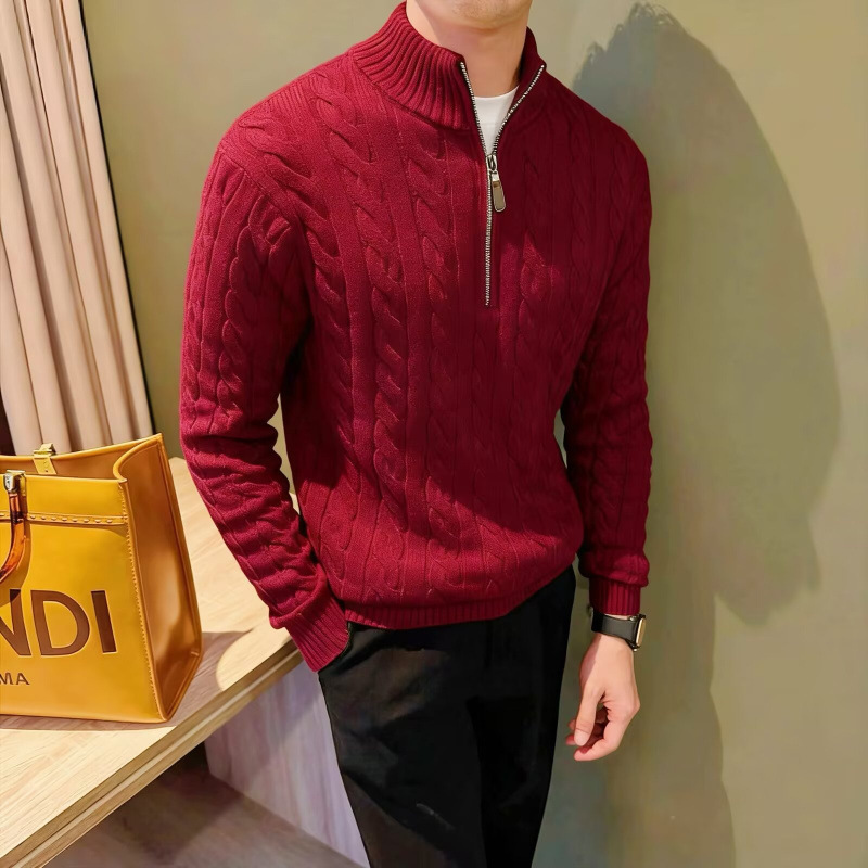 2027 Fall/Winter New Cardigan Sweater, American Retro Casual Lazy Style V-Neck Knitwear, Men's Solid Color Jacket