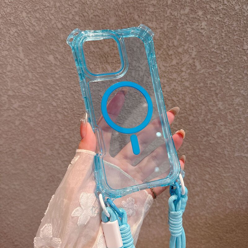 Hand Strap and Shoulder Strap Suitable for Apple 17 Pro Max Transparent Magnetic Phone Case iPhone 16 Four-Corner Anti-Drop Protective Cover Hand Strap and Shoulder Strap Suitable for Apple 17 Pro Max Transparent Magnetic Phone Case iPhone 16 Four-Corner Anti-Drop Protective Cover