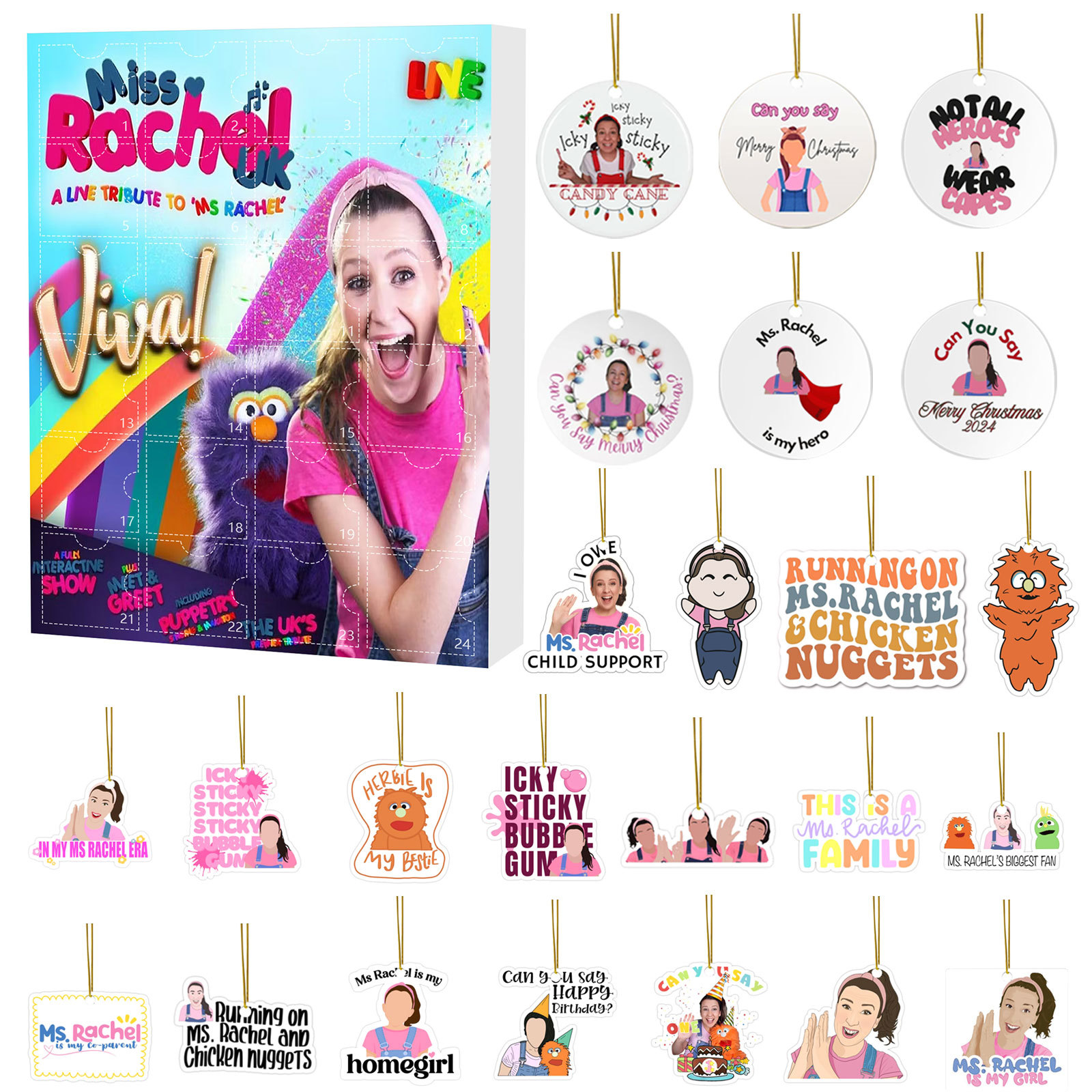 thumbnail image 1 of Calendario de Adviento de Navidad Calendario de cuenta regresiva de Navidad Caja sorpresa Colgante de Rachel Caja sorpresa Caja de color Embalaje Mini mochila colgante, 1 of 5