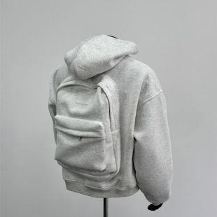 Cross-Border 150kg Plus Size Men's Spring New Hooded Sweatshirt with Backpack Design Men's Tops Floral Gray Men