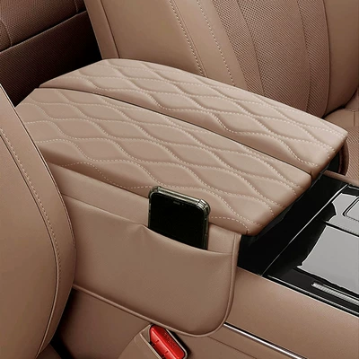 Suitable for 24 AITO Armrest box pad - qijie-m7-amber-brown