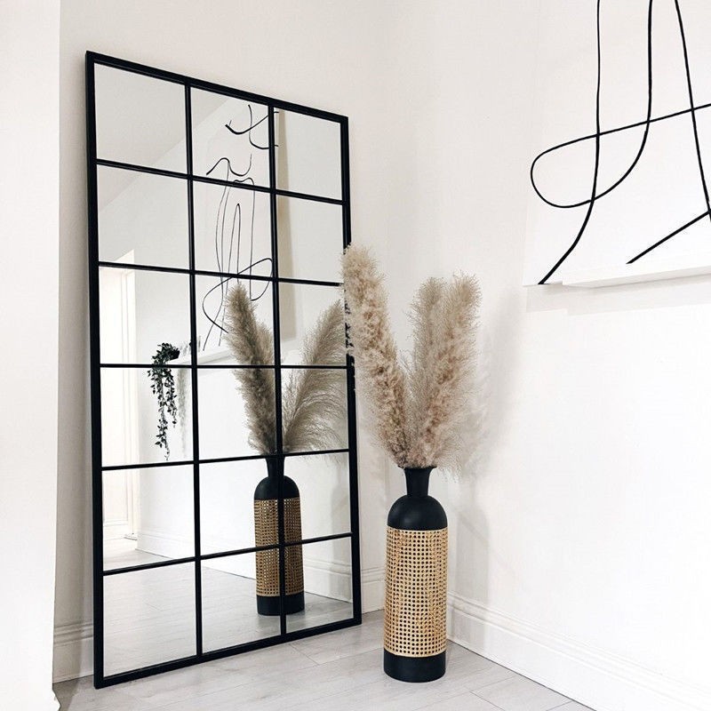 Nórdico moderno cuadrado simple espejo de cuerpo completo pared muebles interiores espejo de vestir de cuerpo completo decoración de entrada retro