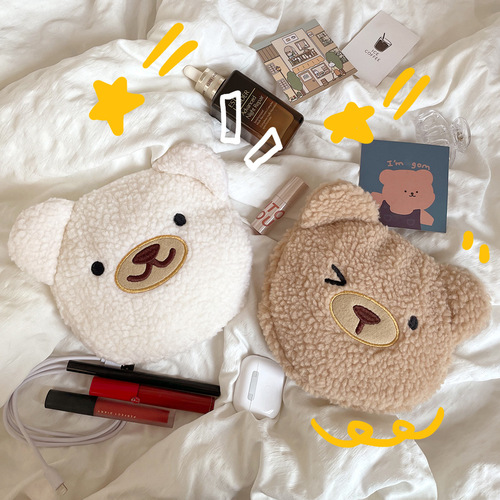 Amazon cross-border supply/cute plush coin purse lipstick storage bag key bag lamb wool clutch bag