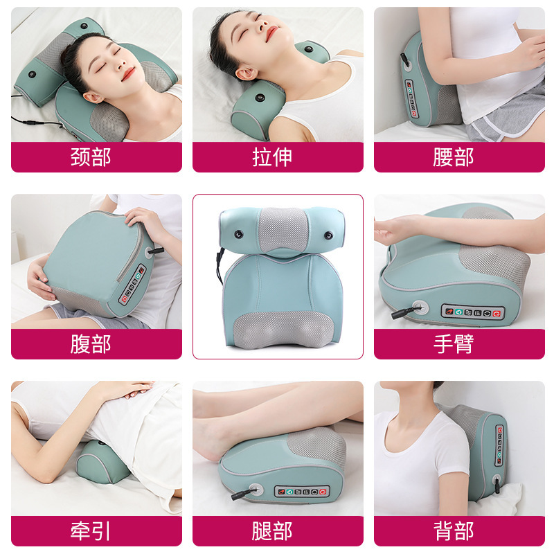 頸椎マッサージ器、ネックマッサージ枕、腰・首・肩用よもぎ温湿布、腰椎エアバッグストレッチ枕、家庭用|undefined