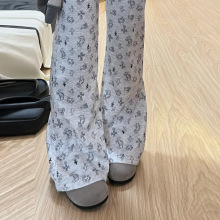 春季美式微喇运动裤华棉印花KT猫玩具熊遛弯裤高腰小个子休闲卫裤