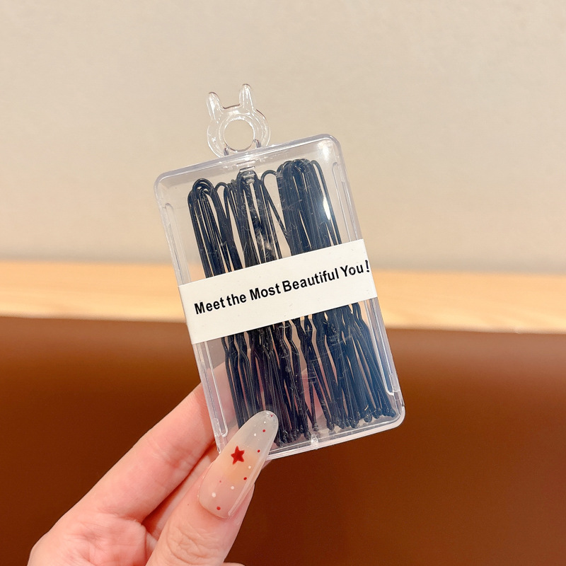 Simple caja negra una abrazadera de acero abrazadera de cabeza de bola de mujer cabello fijo en forma de U clip de cabello cabeza de abrazadera de pestaña invisible