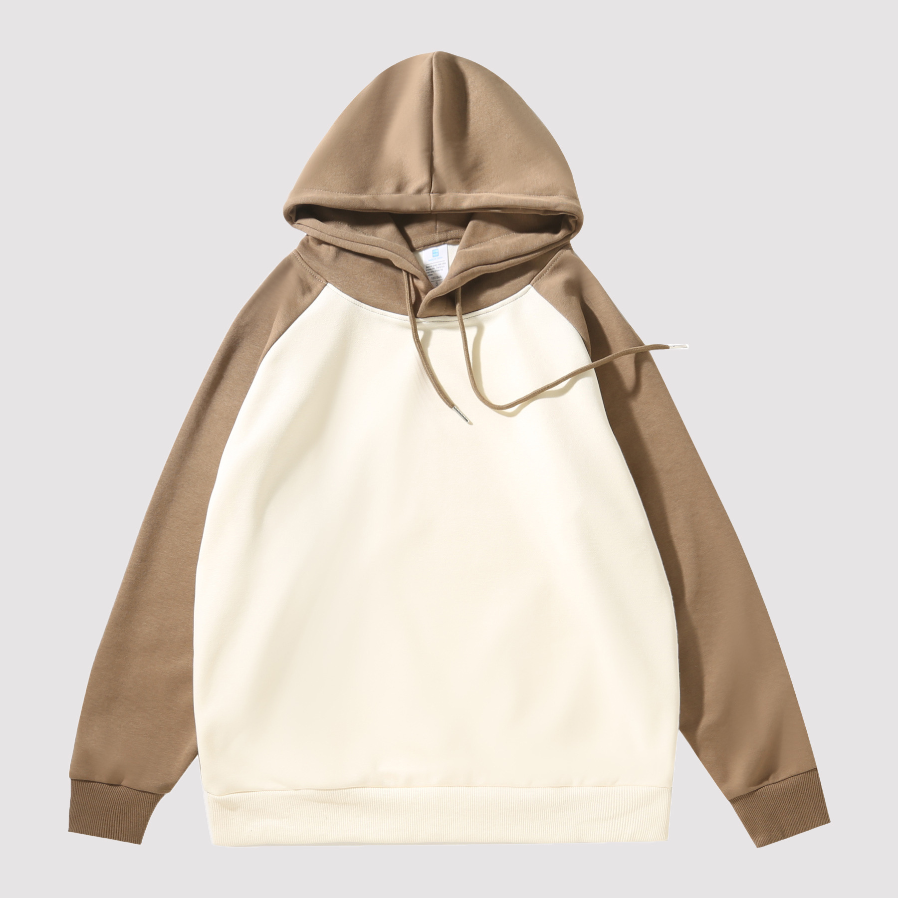 300g suéter con capucha pesado con mangas raglán sudadera con capucha a juego de colores versión coreana americana camisa de fondo con costuras en contraste suelta