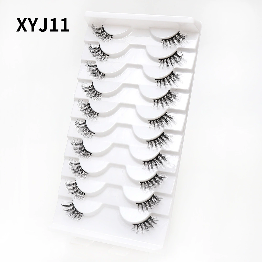 Плотные завитые наращенные ресницы, стиль кошачий глаз, 10 пар, Natural Volume