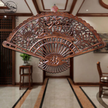 东阳木雕扇形四季福挂件中式玄关客厅背景装饰壁挂香樟实木工艺品