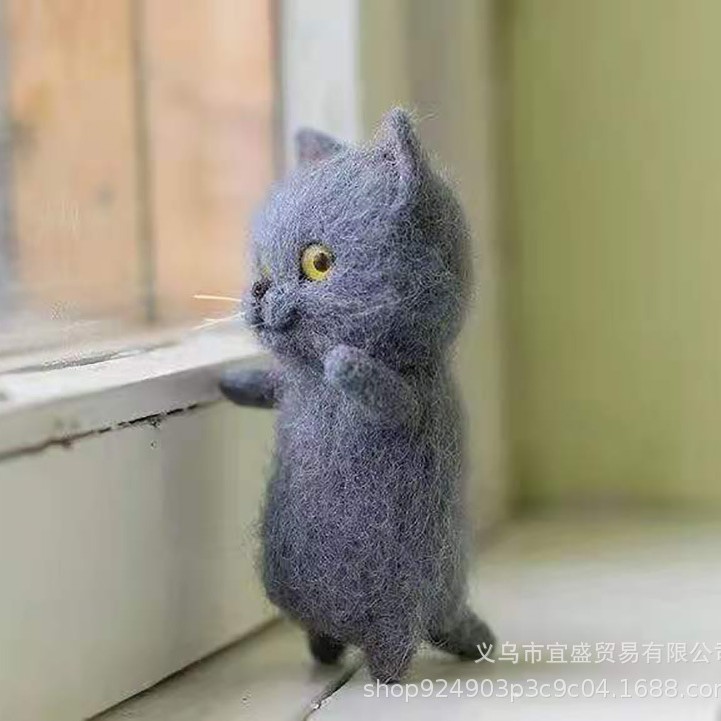 펠트 고양이-블루 고양이