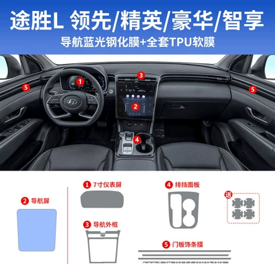 Tucson L Special Central Control: Car interior film - tucson-l-full-set-including-7inch-instruments-tpu-navigation-blue-light-tempered-film