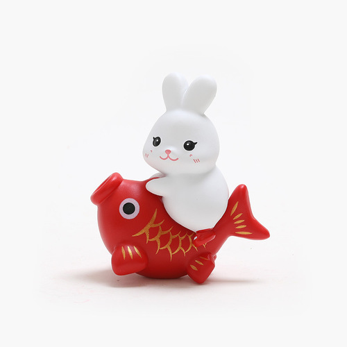 Fish You Together Cartoon Cute Desktop Rabbit Ornament Home Decor Valentine's Day Gift Cultural Creative Product