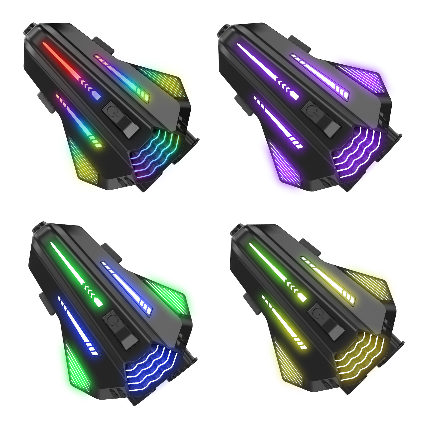 Cool Colorful Rgb Light Effect Motorcycle Helmet Bluetooth Headset 6.0 Group Chat Music Sharing Intercom Helmet Headset
