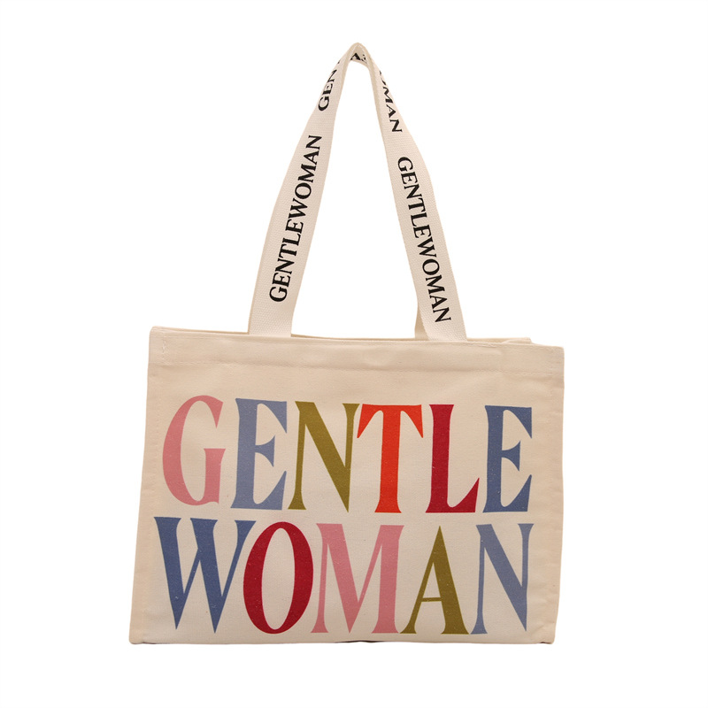 Personalidad simple impresión de letras bolsos de lona portátiles 2024 nuevo invierno literatura tote bolsos de hombro de moda