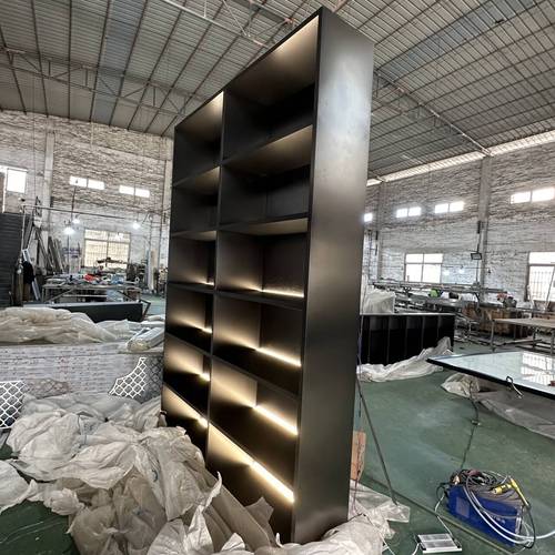 Embedded alcove metal laminate bookcase decoration TV background wall wine cabinet display cabinet stainless steel plate cabinet