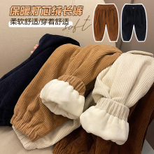 男童灯芯绒加绒长裤子冬装秋冬款童装儿童宝宝小童加厚棉裤U13394