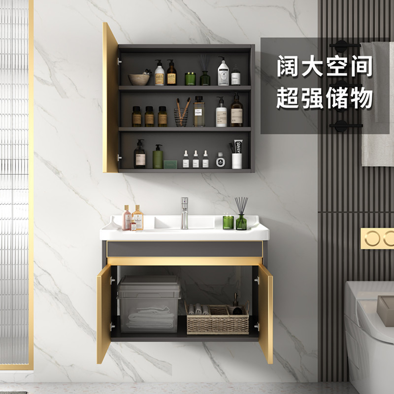 304 gabinete de baño de acero inoxidable combinación estrecho y largo pequeño apartamento lavabo gabinete mesa de lavado lavabo gabinete de luz de lujo simple